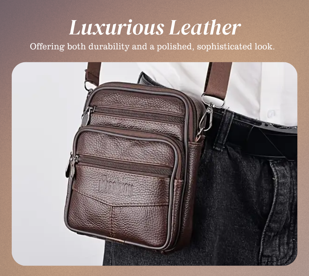 Luvon™ | Zacharie – Sac Bandoulière en Cuir Véritable pour Homme Élégant et Fonctionnel