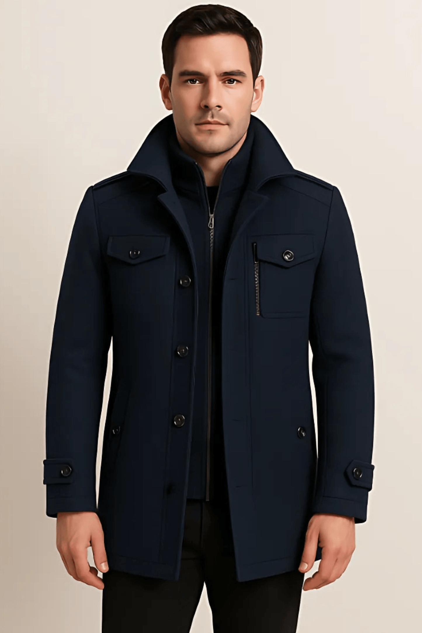 Luvon™ | Léon Manteau D'Hiver Homme En Laine Avec Col Montant Et Boutons Élégants 8