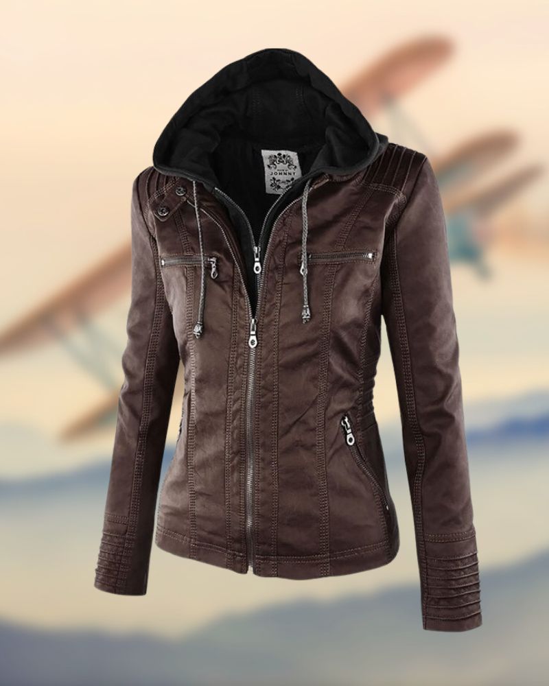 Luvon™ | Rachel Élégante Veste en Cuir Femme – Chic, Hiver, Confortable