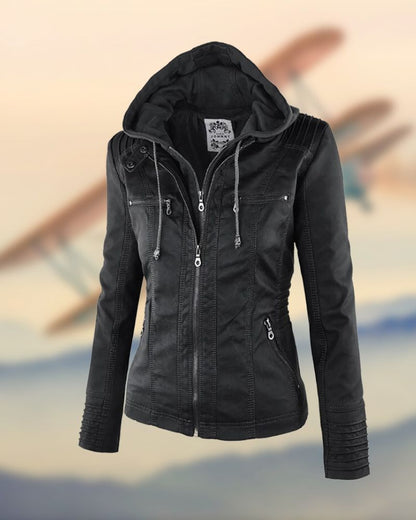 Luvon™ | Rachel Élégante Veste en Cuir Femme – Chic, Hiver, Confortable