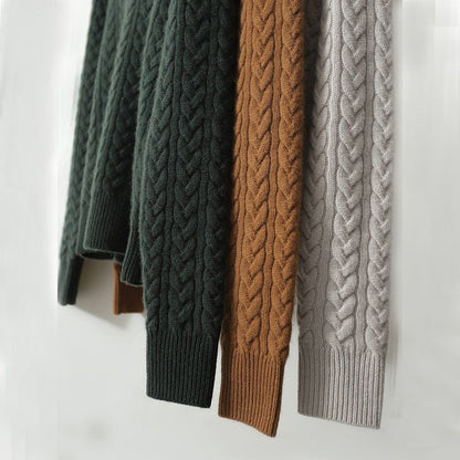 Luvon™ | Bertille - Pull Col Montant à Boutons et Maille Torsadée