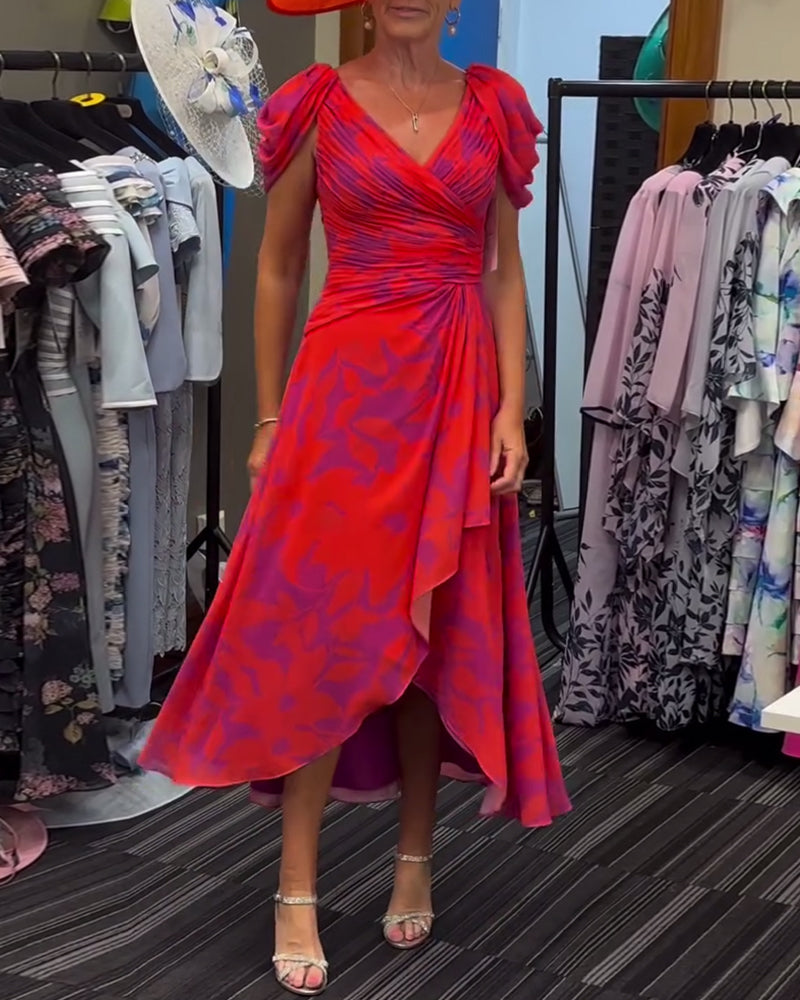 Robe imprimée fendue plissée 2