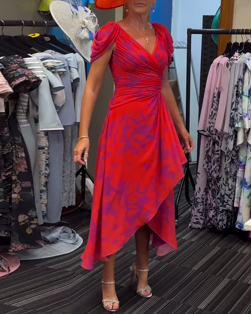 Robe imprimée fendue plissée 5