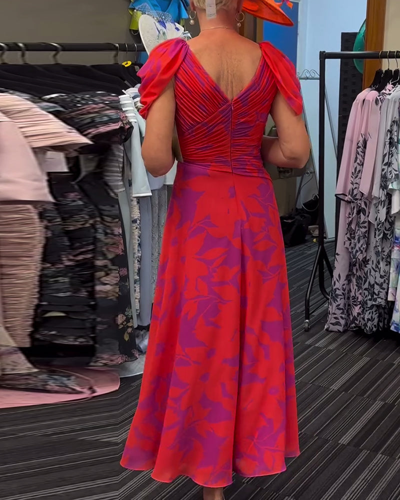 Robe imprimée fendue plissée 6