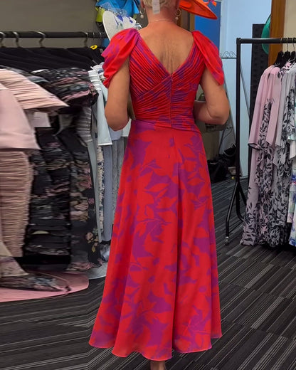 Robe imprimée fendue plissée 6