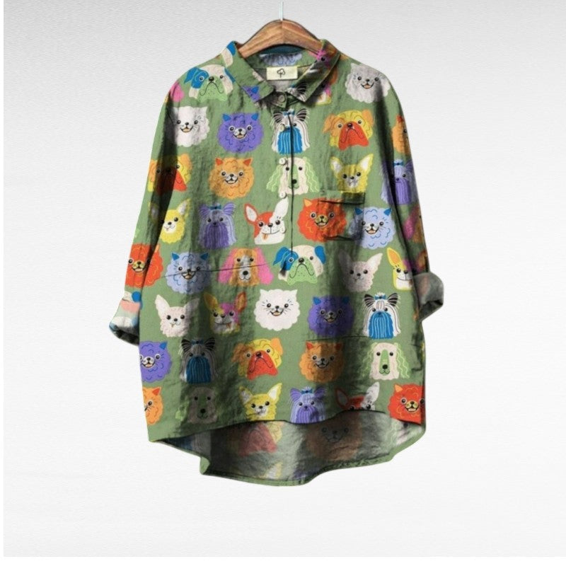 Luvon™ | Chemisier femme SAINT-HONORÉ à imprimé chien