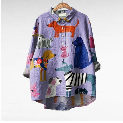 Luvon™ | Chemisier femme SAINT-HONORÉ à imprimé chien