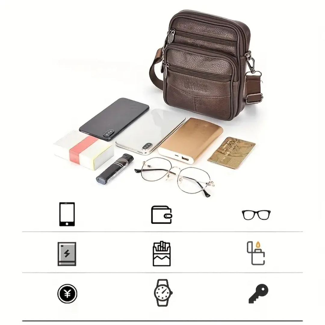 Luvon™ | Zacharie – Sac Bandoulière en Cuir Véritable pour Homme Élégant et Fonctionnel